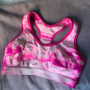 Pink tie dye sports bra